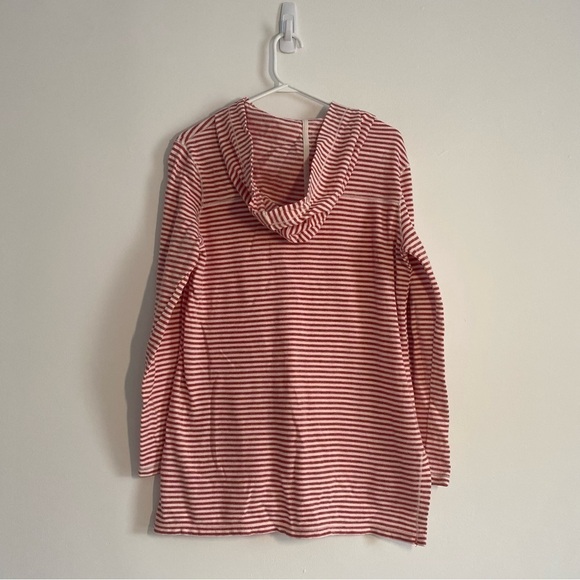 Max Studio Weekend Red White Striped Hoodie Sweater Size Medium - Picture 2 of 8